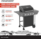 Megamaster 4-Burner Propane Gas Grill with Side Tables & 2 Hooks, 44,000BTUs, 566.92 sq.in Cooking Space, Perfect for Outdoor Cooking & Grilling, BBQs, Backyards, Tailgating, 720-1093B