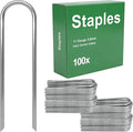 AAGUT Garden Staples 6 Inch Galvanized 100 Pack Round-Top Drip Hose Stakes Irrigation Hooks Heavy Duty 11 Gauge Lawn U Pins Sod Nails for Landscape Fabric, Soaker Hose, Chicken Wire, Dog Fence