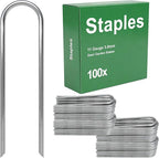 AAGUT Garden Staples 6 Inch Galvanized 100 Pack Round-Top Drip Hose Stakes Irrigation Hooks Heavy Duty 11 Gauge Lawn U Pins Sod Nails for Landscape Fabric, Soaker Hose, Chicken Wire, Dog Fence