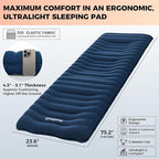 KingCamp Sleeping Pad for Camping, Ultralight Connectable Inflatable Sleeping Pad Camping Mattress with 6.3" Built-in Pillow & Foot Pump for Backpacking Hiking Tent Cot