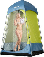 VEVOR Camping Shower Tent, 1 Room, Portable Privacy Tent Changing Room with Ground Stakes, Ropes, Carry Bag, and Steel Poles, 200D Oxford Fabric with Silver Coating, for Camping, Beach, Fishing