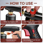 Propane Torch Gun，Flame Thrower,Cooking Blow Torch Gun with a Safety Lock,Charcoal Lighter,Adjustable Kitchen Torch Gun for Campfire，Grill, Sous Vide, BBQ (Tank Not Included)