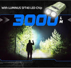 JETBeam E26 3000 Lumens Rechargeable flashlights high lumens,Combines White LED,Green Beam,5 Modes+Flash Light Super Bright Flashlight,Power by Rechargeable Built-in Battery,for camping,Emergency,Work