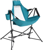agnixnaf2pcs Hammock Camping Chair with Blue, Folding Portable Rocking Chair, Morden, Lightweight Aluminum Alloy Adjustable Back Swinging Chair with Pillow Cup Holder, for Outdoor Travel
