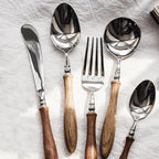 40 Piece Silverware Set Service for 8,Premium Wooden Handle Stainless Steel Flatware Set Home Include Fork Knife Spoon Set Gift Package for Christmas and Thanksgiving（Light Brown）
