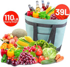 mosago Insulated Grocery Tote Bags, Large Reusable Cooler Bags with Zipper, Leakproof Thermal Shopping Bags for Food Delivery, Beach, Travel, for Picnic, Collapsible, Green