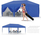 10'x20' Pop Up Canopy Tent with 6 Sidewalls, Waterproof and UV Resistant Outdoor Gazebo, Easy Up Sun Shade Shelter for Parties, Events, Backyard, Camping