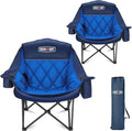 Overmont 2PCS Oversized Camping Chair for Adults - 400lbs Support Heavy Duty Padded Folding Chair with Cooling Bag Cup Holder Side Pocket Carry Bag - Comfortable Portable for Outdoor Garden Sports