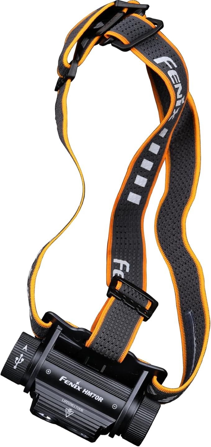 Fenix HM70R 1600 Lumen USB-C Rechargeable Headlamp with Dual ARB-L21-5000, White, High CRI and Red LEDs & LumenTac Organizer