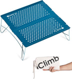 iClimb Mini Solo Folding Table Ultralight Compact for Backpacking Camping Hiking Beach Picnic (Blue - Mini)