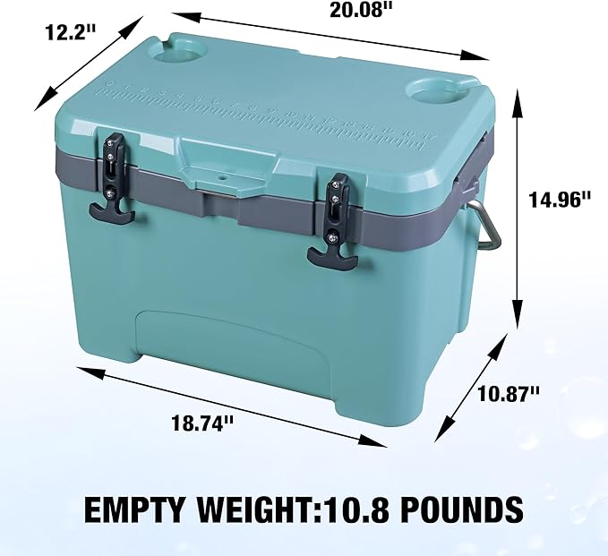 YELLOW JACKET 27 Quart Ice Cooler, Portable Ice Chest Hard Cooler Box with Retention Insulation and Heavy Duty Handle for Camping, Picnic, Beach, Drink, Beverage, Fishing
