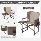 TIMBER RIDGE Lightweight Oversized Camping Chair, Aluminum Directors Chair with Side Table for Outdoor Camping, Lawn, Picnic and Fishing, Supports 400lbs, Tan 2Pack