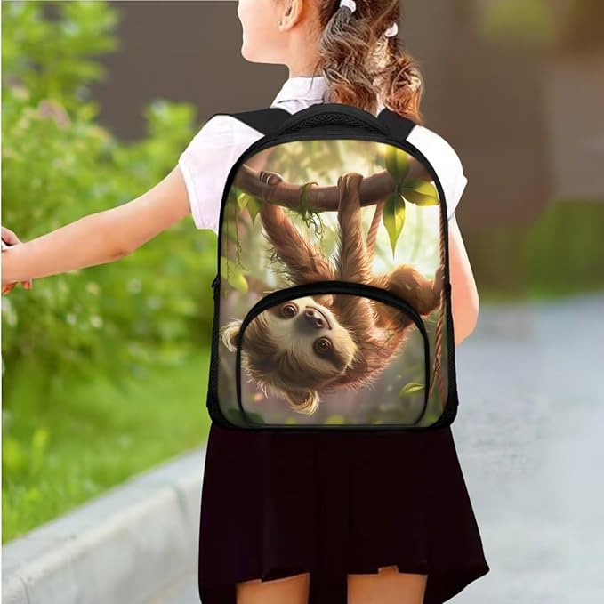 Sloth Backpack for Kindergarten Boys Kids School Backpack with Lunch Box Pencil Case 3 in 1 Rucksack Set for Elementary Primary School Book Bag