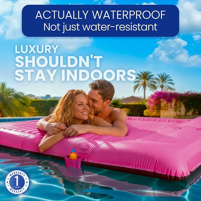 Premium Double Sleeping Pad for Camping - Camping Mattress 2 Person XL with Built-in Pump - 6.9" Thick Camping Beds for Adults - Indoor, Beach & Pool Use