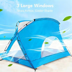 Beach Tent, Portable Sun Shelter for 2/3/4/6-8 Person with UPF 50+ UV Protection, Easy Setup Waterproof Beach Shade Canopy Cabana for Family Outdoor and Picnics, Fishing with Carrying Bag