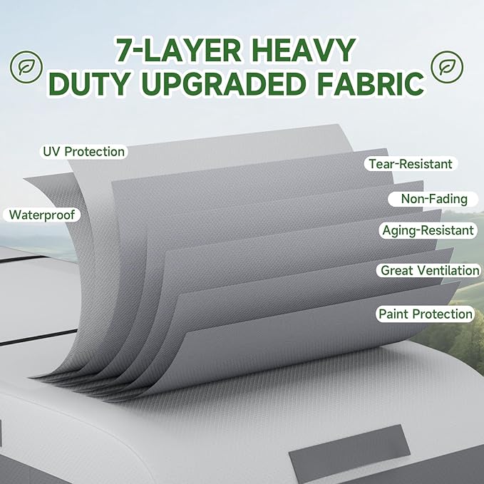 Umbrauto Class C RV Cover Upgraded 7 Layers Anti-UV Top Panel Motorhome Cover Windproof Camper Cover Fits 20' to 23' Motorhome with 2Pcs Extra Straps, Adhesive Repair Patches, 6 Gutter Covers