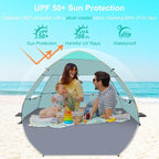 Gorich Easy Pop Up Beach Tent for 3-4 Person, UPF 50+ UV Protection Beach Umbrella Sun Shelter, Portable Lightweight Shade with Easy Foldable & Instant Setup