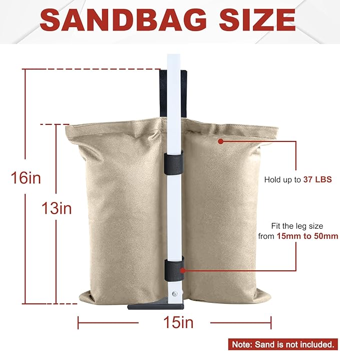 ABCCANOPY Canopy Weights 120 LBS Tent Sand Bags,4-Pack Beige (Without Sand)