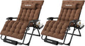 Amopatio Oversized Zero Gravity Chair, 33''W Reclining Camping Lounge Chair Upgraded Lock and Footrest, Cup Holder, Removable Cushion & Headrest Folding Patio Recliner for Relexing