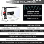 5000-12000w Pure Sine Wave Inverter Camping Inverter Portable Power, DC 12 V, 24 V, 48 V, 60 V, 72 V a CA 110 V for Home/RV/Truck/Car/Camping/Solar 24V-8000W