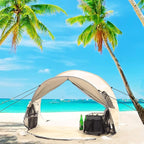 Wolfwise Pop up Beach Tent Sun Shelter with UPF50+ UV Protection, Instant Easy Setup Popup Beach Shade Canopy for 3 Person, Portable & Foldable with Carring Bag, 87 ×57×47 in, Beige