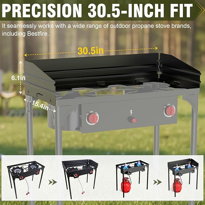 Bestfire Universal 54.3in Windscreen for 2 Burner Camping Stoves Compatible With ROVSUN/Gas One/ADREAK/SKOK and Most Outdoor Propane Stove Models, Easy to Install