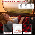 Double Sleeping Bag Cotton Flannel for Camping, Backpacking Or Hiking. Queen Size 2 Person Waterproof Sleeping Bag for Adults Or Teens. Lightweight with Compression Sack
