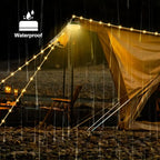 Camping String Lights, 4 in 1 Quick Storage 33FT Rechargeable Tent Lights with 14 Lighting Modes, Hanging Waterproof Portable Retractable LED Lamp for Outdoor, Patio, RV, Awning, Garden, Party