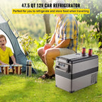 VEVOR 12 Volt Refrigerator, 48 Quart (45L) Fast Cooling Portable Freezer with App Control (-4℉~68℉), Car Fridge with 12/24v DC & 110-240v AC for Travel, Truck, Camping and Home Use, Black