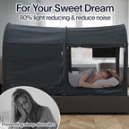 Alvantor® Bed Canopy Bed Tents 2-in-1 Dream Tents Privacy Space Twin Size Sleeping Tents Indoor Pop Up Portable Frame Curtains Breathable Gray Cottage Reducing Light & Air Ventilation