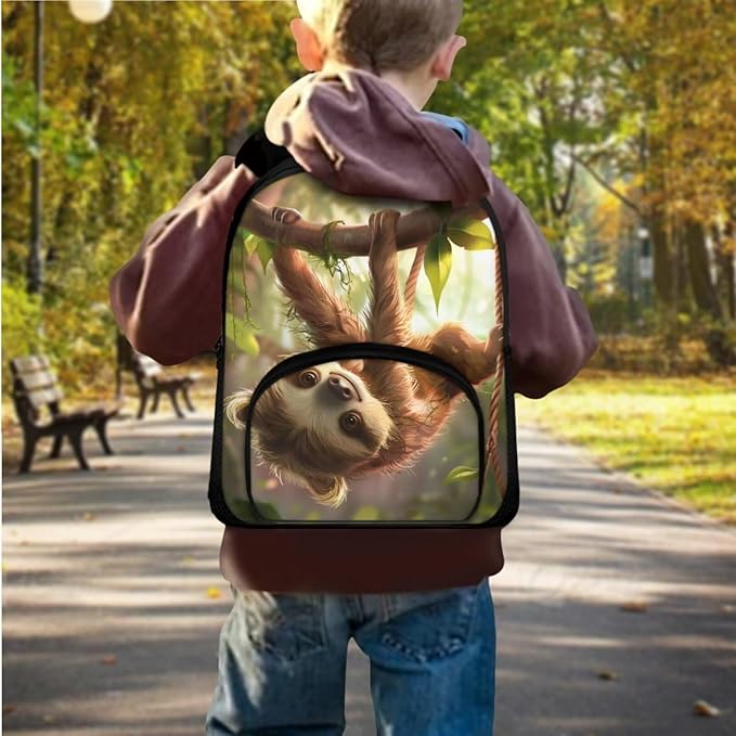 Sloth Backpack for Kindergarten Boys Kids School Backpack with Lunch Box Pencil Case 3 in 1 Rucksack Set for Elementary Primary School Book Bag