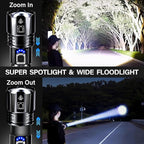 AKNEAR Rechargeable LED Flashlight 99000 High Lumens, Super Bright Flashlights with Zoomable & USB C Rechargeable & 5 Light Mode & IPX-7 Waterproof, Powerful Flash Light for Home, Hiking, Camping