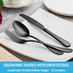 20 Pcs Black Silverware Set, Stainless Steel Flatware Set Service for 4, Mirror Polished Cutlery Utensil Set, Durable Home Kitchen Eating Tableware Set, Include Fork Knife Spoon Set, Dishwasher Safe