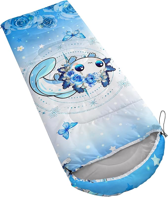 AILONEN Outer Space Astronaut Camping Sleeping Bags,Lightweight & Waterproof,3 Season Warm & Cool Weather,Cartoon Sleeping Bags for Kids,Boys Girls Travelling,Outdoors
