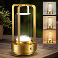 Rechargeable Table Lamp for Outdoor Indoor: Cordless Portable Table Lamps with 3 Color Stepless Dimmable - LED Metal Battery Operated Lantern - Small Table Lamp for Bedroom/Bar/Coffee Shop/Camping