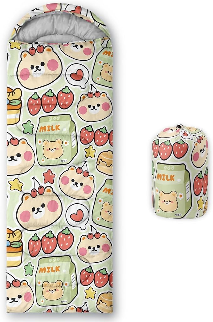Kids Sleeping Bag for Boys Girls,Blue Ripples Print-Lightweight Warm Portable Outdoor Indoor-Waterproof Cold Weather Resistant Sleeping Bag for Camping Hiking