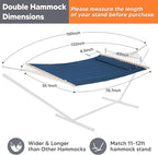 SUNCREAT Hammocks Replacement Hammock for Stand, 475 lbs Capacity, Two Person Backyard Hammock for Outside, Navy