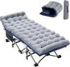 Slsy Oversized XXL Folding Camping Cot for Adults with Pad, Padded Portable Sleeping Cots, Camp Bed with Carry Bag for Outdoor Travel, Beach, Hiking