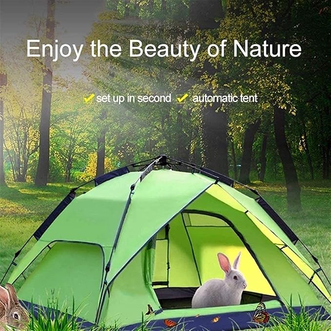 GeRRiT Products Pop Up Tent Family Camping Tent 4 Person Tent Portable Instant Tent Automatic Tent Waterproof Windproof Easy to Set Up, Suitable for Outdoor, Hiking and Mountain Trips