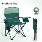 HIGH POINT SPORTS 2 Pack Portable Camping Chair for Adults, Folding Outdoor Camp Chair Lightweight Lawn Chairs Folding Collapsible Chair for Camping, Tailgates, Beach, Green, Support 225lbs