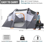 HIKERGARDEN 10 Person Camping Tent - Portable Easy Set Up Family Tent for Camp, Windproof Fabric Dome Tent Outdoor for Hiking, Backpacking, Traveling-14'x11'x74in(H)