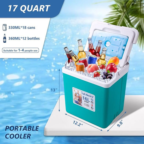 11Qt 19Qt Insulated Portable Cooler Leak-Proof Ice Chest Lunch Box Hard Coolers with Extra Ice Pack for BBQ, Camping, Pincnic