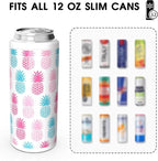 TILUCK Skinny Can Cooler for Slim Beer & Hard Seltzer, Stainless Steel, Doucle-Walled Stainless Steel Insulated Slim Cans, Standard 12 oz (Pineapple-NEW)
