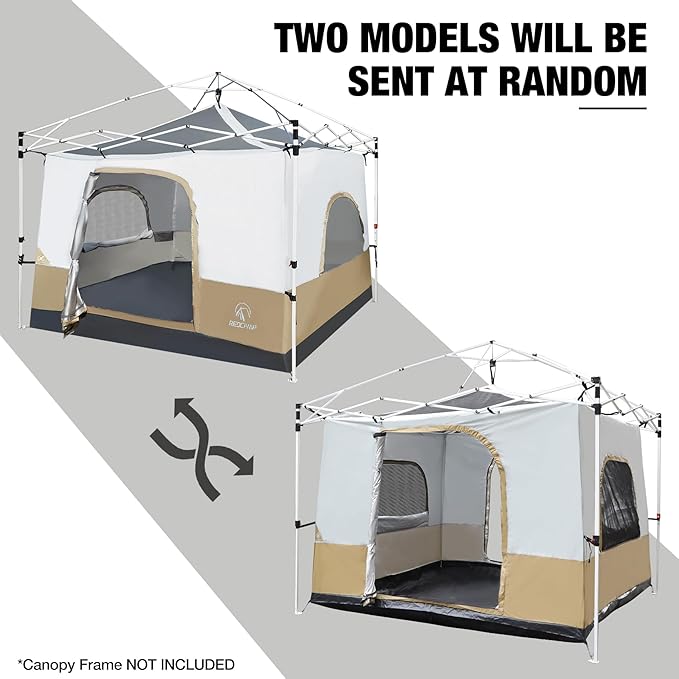 REDCAMP Canopy Camping Tent for Pop Up Canopy Tent, Inner Tent Converts Straight Leg 10'x10' or 10'x20' Canopy into Camping Tent, Fits 4-6 Person(Frame/Shelter NOT Included)