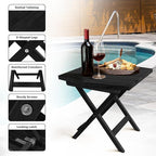 Melino Wooden Folding Outdoor Side Table, FSC Certified Acacia Weatherproof Side Tables, Wood Folding Small Table for Outdoor, Patio, Porch, Pool, Backyard, Garden, Balcony and Deck - Black