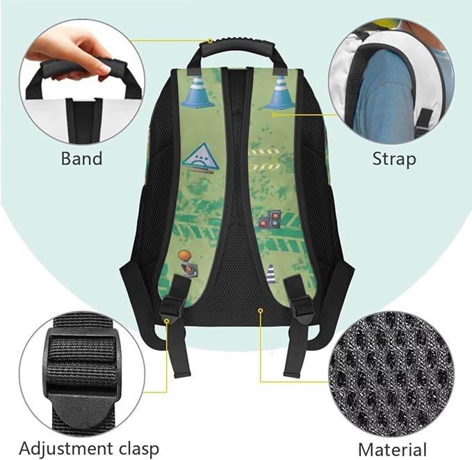 Cargo Truck Backpack with Lunch Box Boys 17 Inch Elementary School Backpack for Boys 4 in 1 Set Kids Book Bag for School Travel Shoulder Bag Daypack