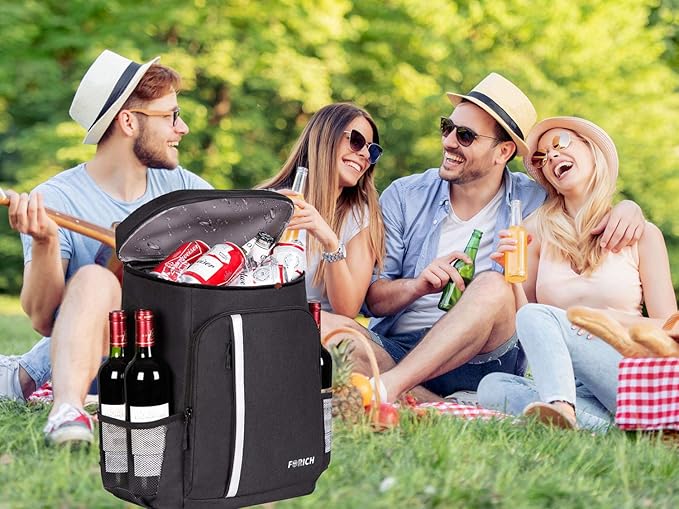 FORICH Backpack Cooler Leakproof Insulated Waterproof Backpack Cooler Bag, Lightweight Soft Beach Cooler Backpack for Men Women to Work Lunch Picnics Camping Hiking, 30 Cans