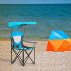 HIGH POINT SPORTS Heavy Duty Canopy Lounge Chair Sunshade Hiking Travel Chair, Foldable Canopy Shade Chair for Outdoor, Camping, Patio, Support 350 LBS, 2 Pack, Enamel Blue