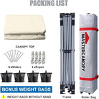 MASTERCANOPY Durable Pop-up Canopy Tent with Roller Bag (10x10, Beige)