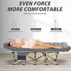Folding Camping Cot for Sleeping, Portable Cots for Adults, Heavy Duty Cot Bed 550LBS(Max Load), Extra Wider Cots with Large Pocket for Outdoor, Office, Beach
